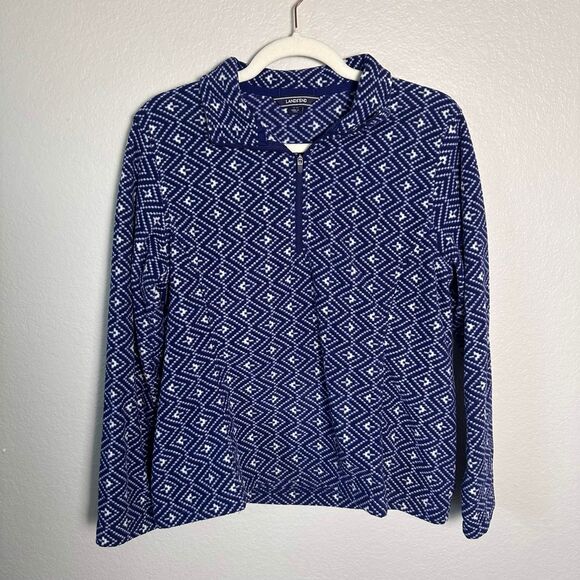 Lands' End Sweaters - Lands' End Geometric Fleece Quarter Zip Pullover M Petite Gorpcore Outdoors